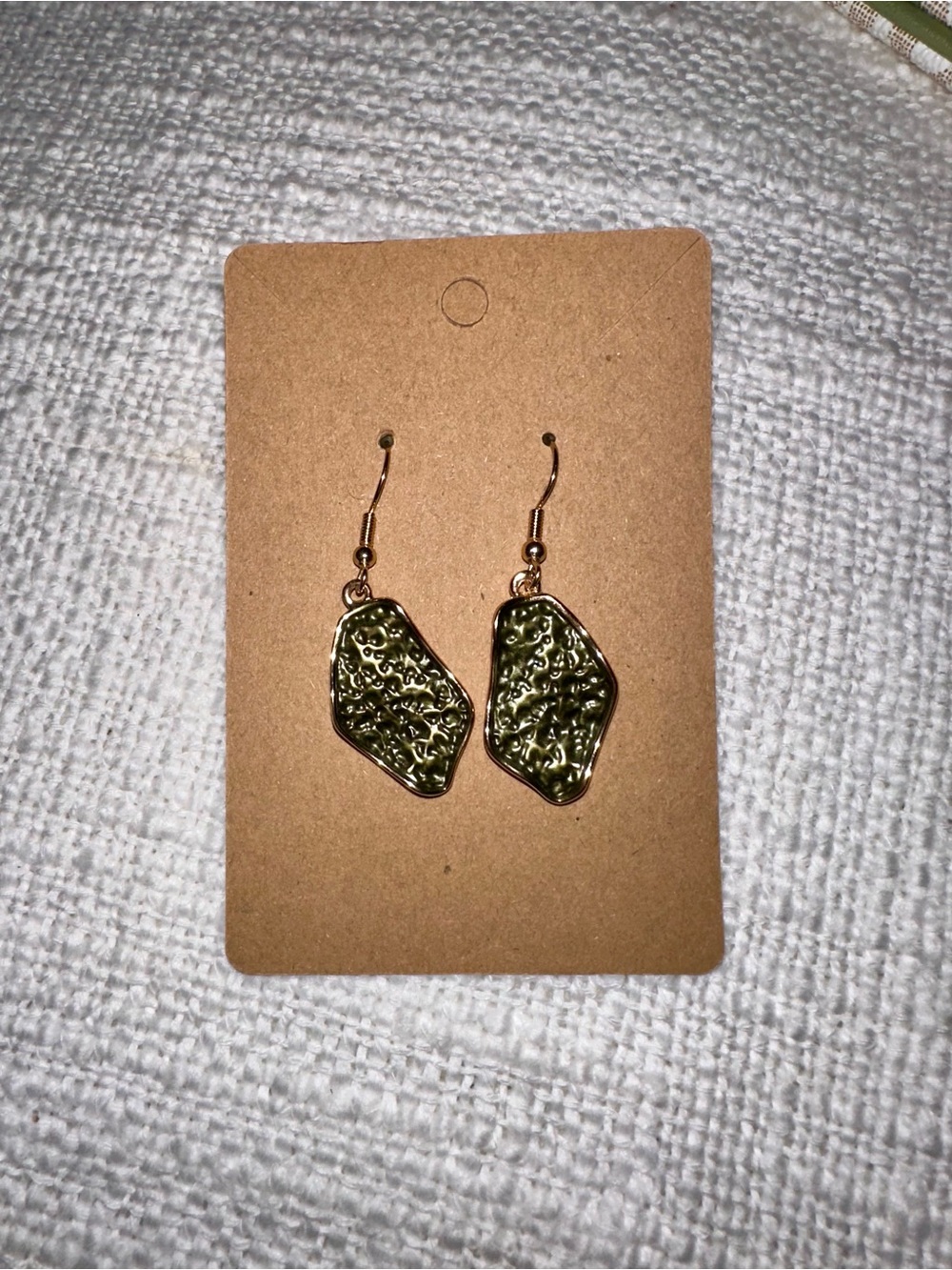 Green Textured Drop Earrings - Women Jewelry